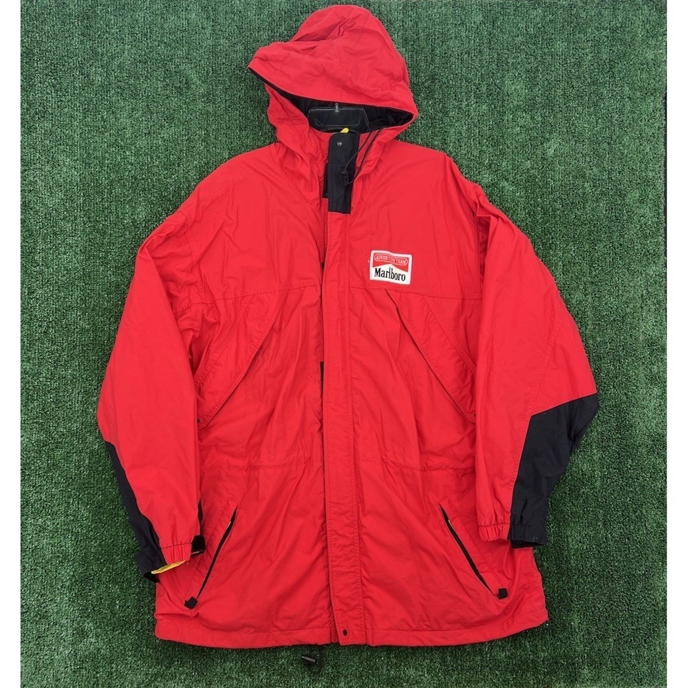 Vintage 90s Marlboro Adventure Team Jacket Hooded Windbreaker XL